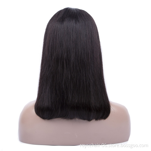 Top Grade Bone Straight Hair J Shape Lace Front Wig, Indian Virgin Human Hair Glueless Swiss Lace Bob Wig For Women